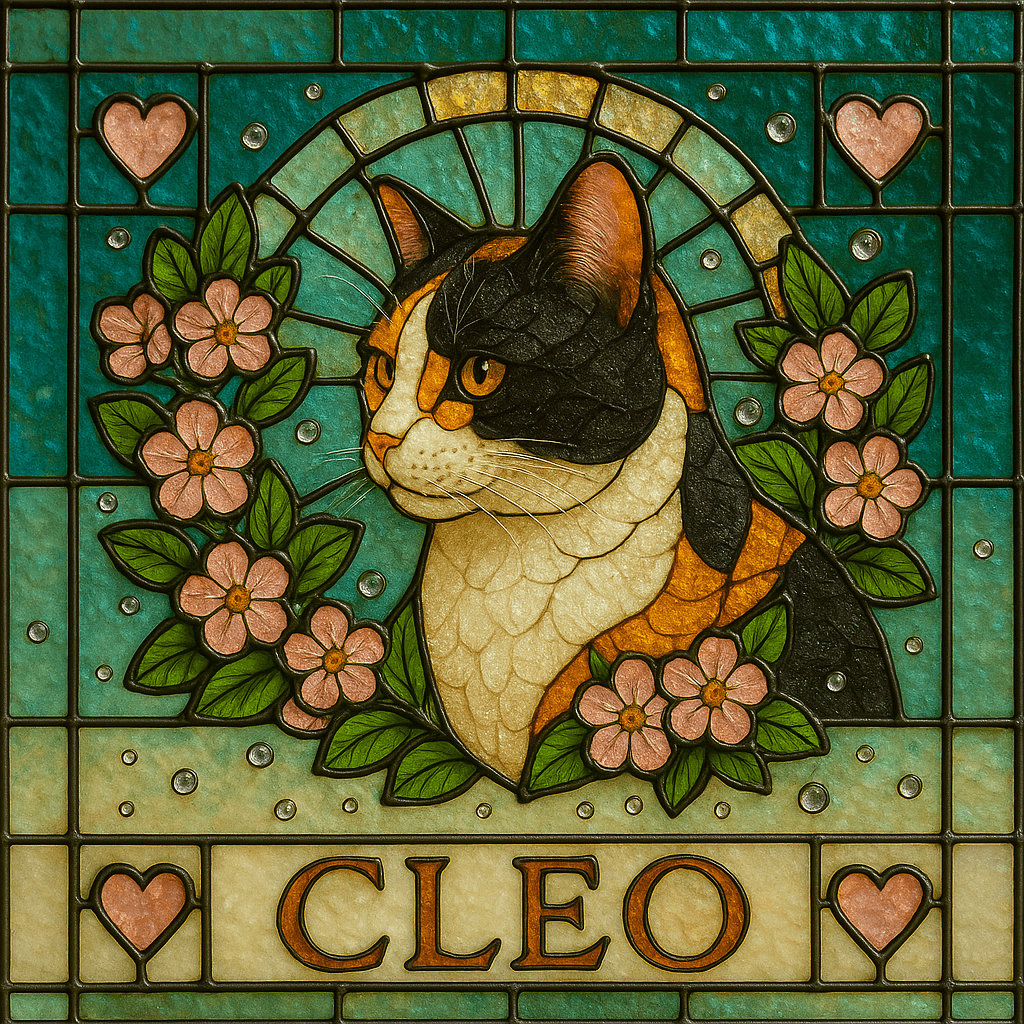 Stained‑Glass Custom Pet Portrait – Canvas | Dog & Cat Art