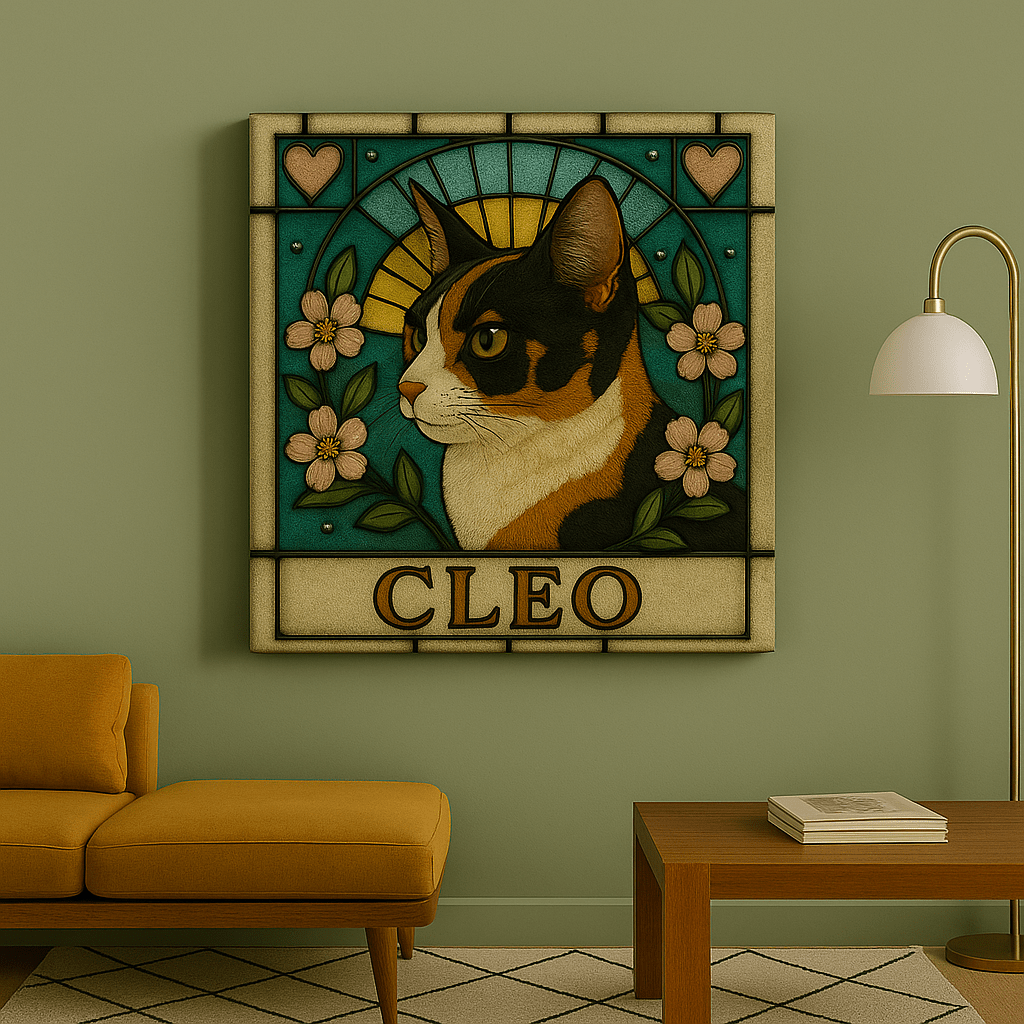 Stained‑Glass Custom Pet Portrait – Canvas | Dog & Cat Art