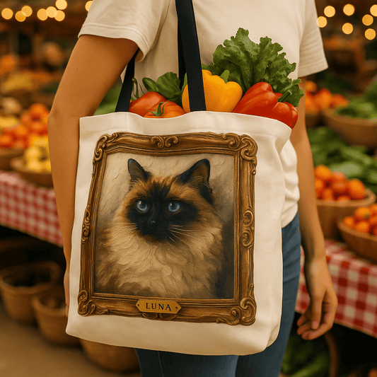 Digital Oil‑Impasto Pet Portrait – Tote Bag | Dog & Cat Art