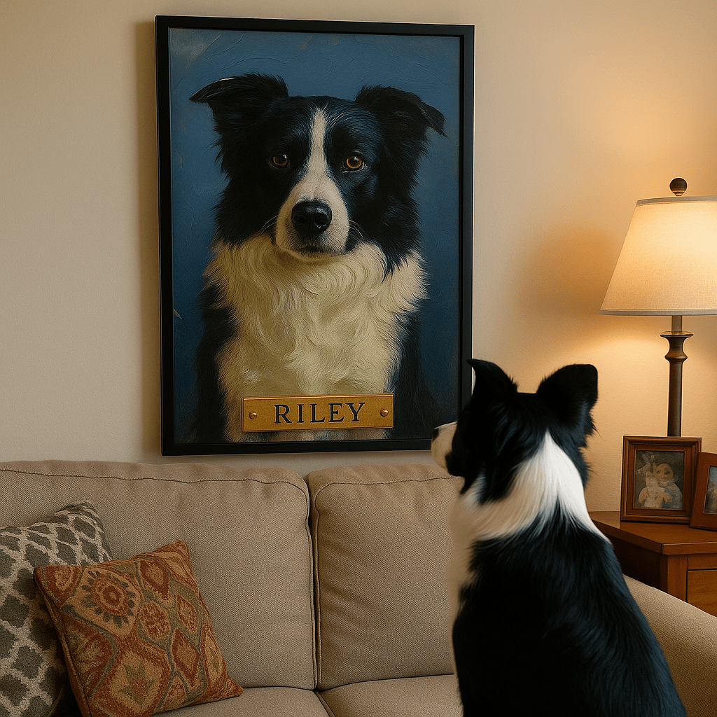 Digital Oil‑Impasto Pet Portrait – Framed Poster | Dog & Cat Art