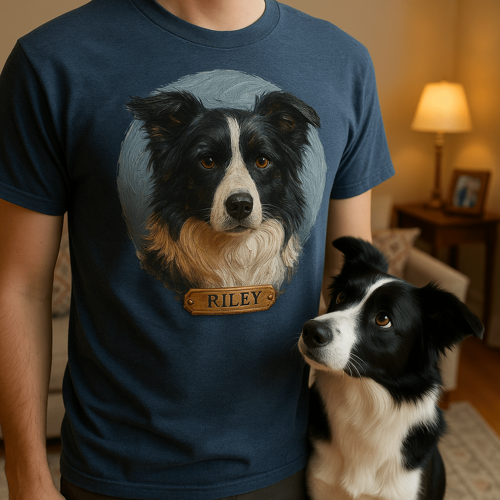 Digital Oil‑Impasto Pet Portrait – T‑Shirt | Dog & Cat Art