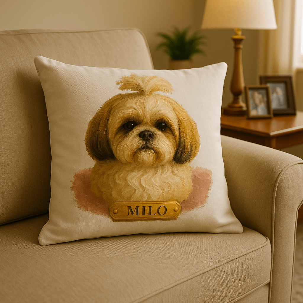 Digital Oil‑Impasto Pet Portrait – Pillow | Dog & Cat Art