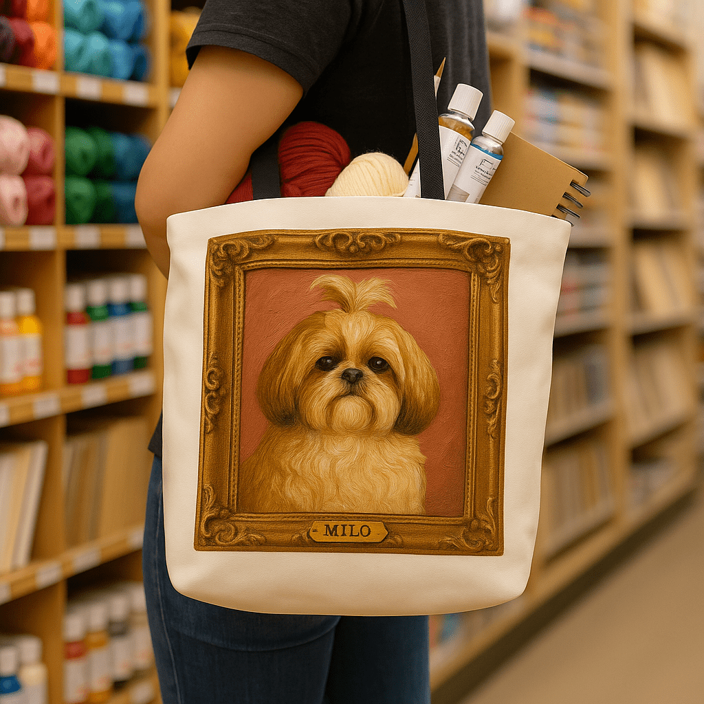 Digital Oil‑Impasto Pet Portrait – Tote Bag | Dog & Cat Art