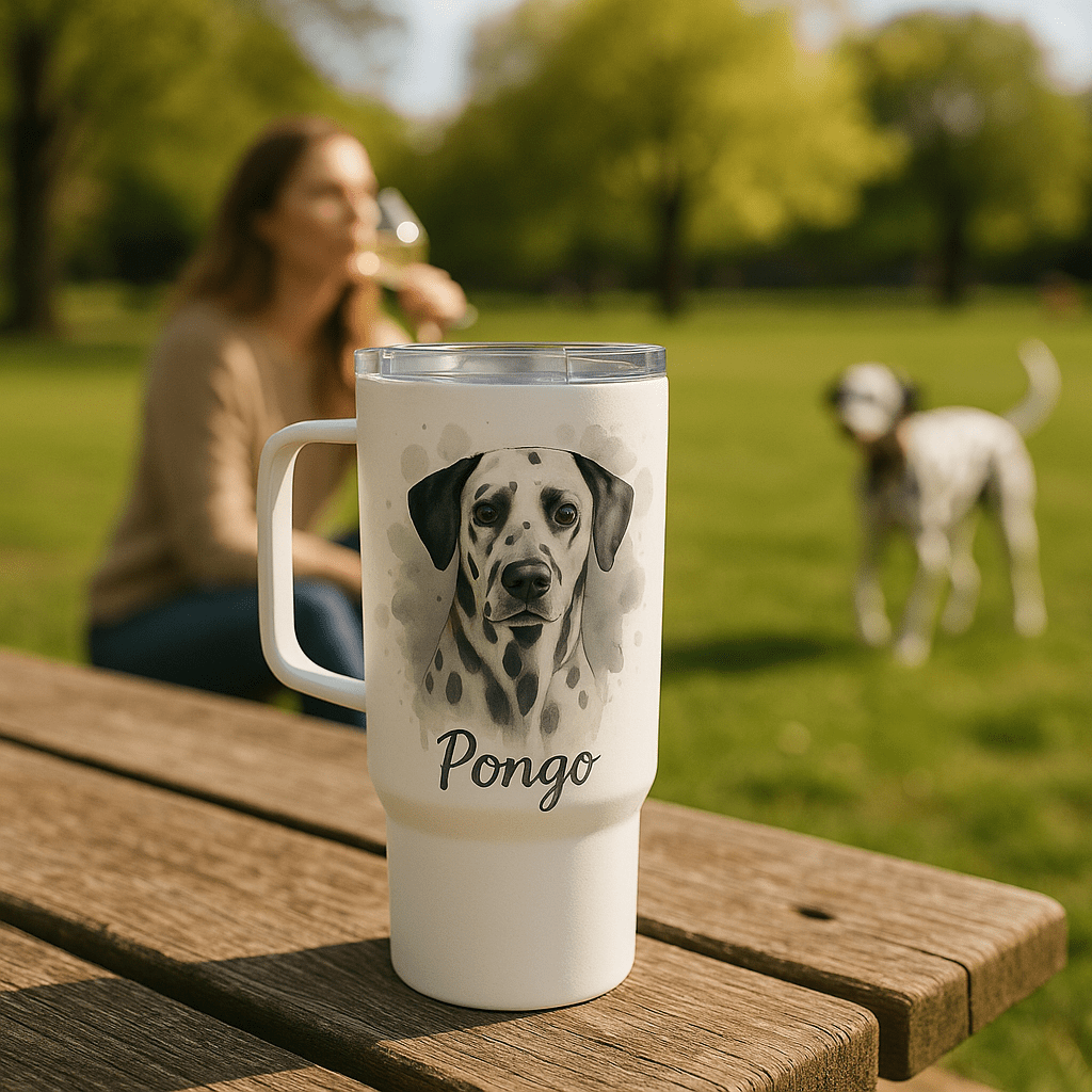 Custom Watercolor Pet Portrait – Travel Mug | Dog & Cat Art