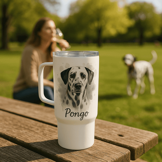 Custom Watercolor Pet Portrait – Travel Mug | Dog & Cat Art