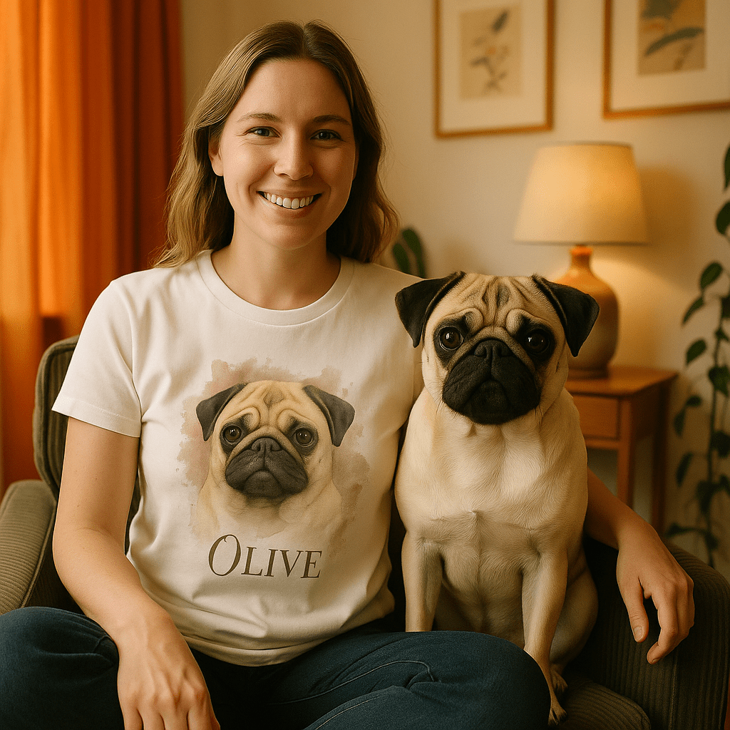 Custom Watercolor Pet Portrait – T‑Shirt | Dog & Cat Art