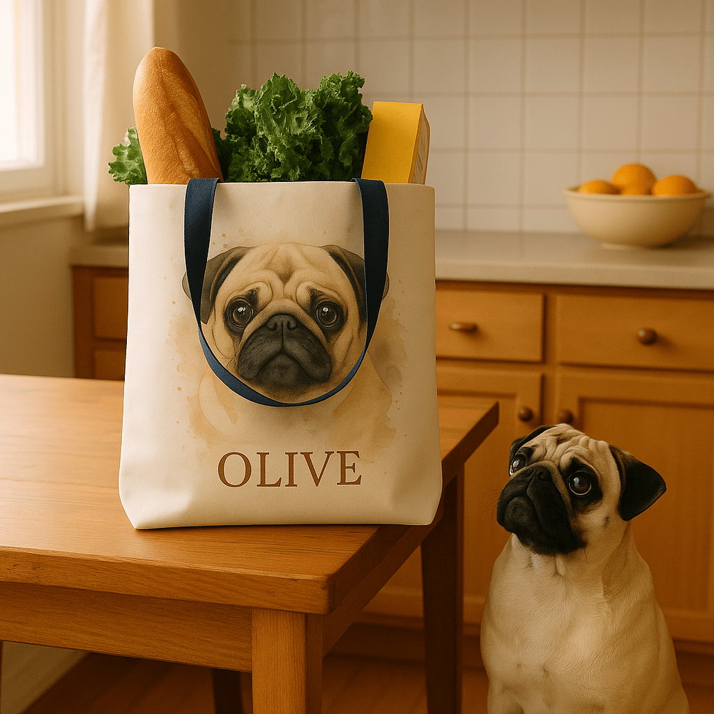 Custom Watercolor Pet Portrait – Tote Bag | Dog & Cat Art