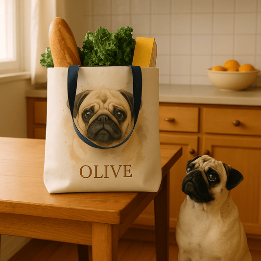 Custom Watercolor Pet Portrait – Tote Bag | Dog & Cat Art