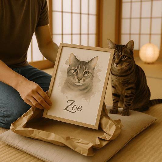 Custom Watercolor Pet Portrait – Framed Poster | Dog & Cat Art