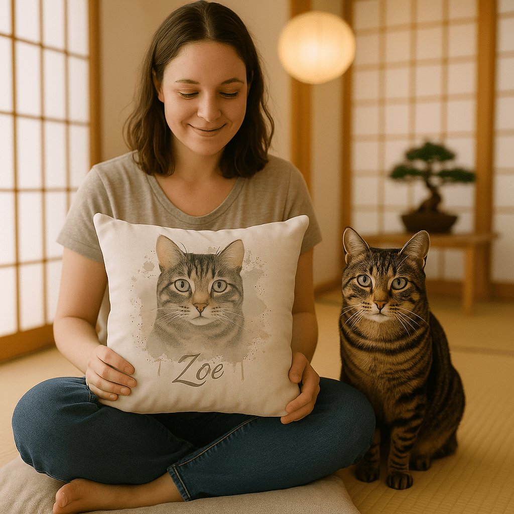 Custom Watercolor Pet Portrait – Pillow | Dog & Cat Art