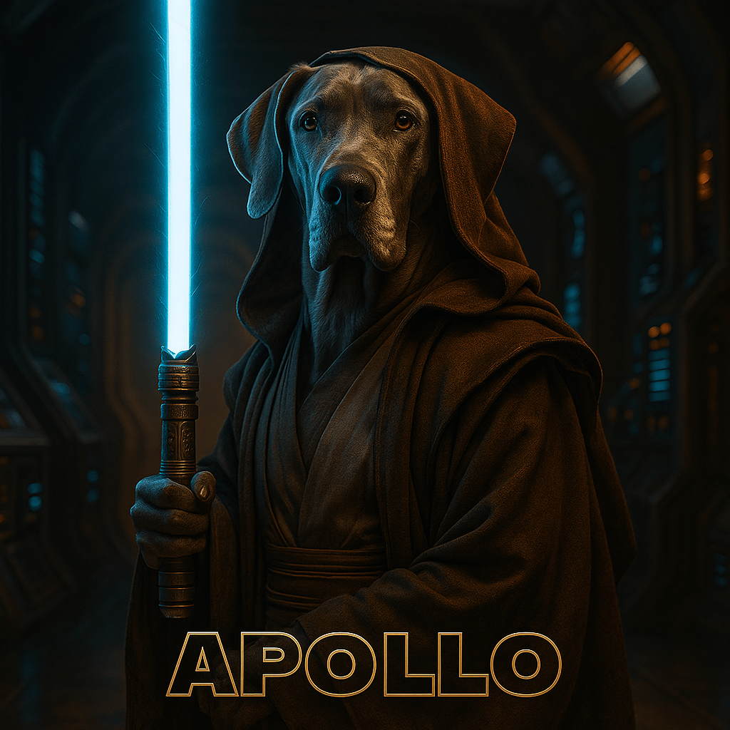 Jedi Custom Pet Portrait – T‑Shirt | Dog & Cat Art