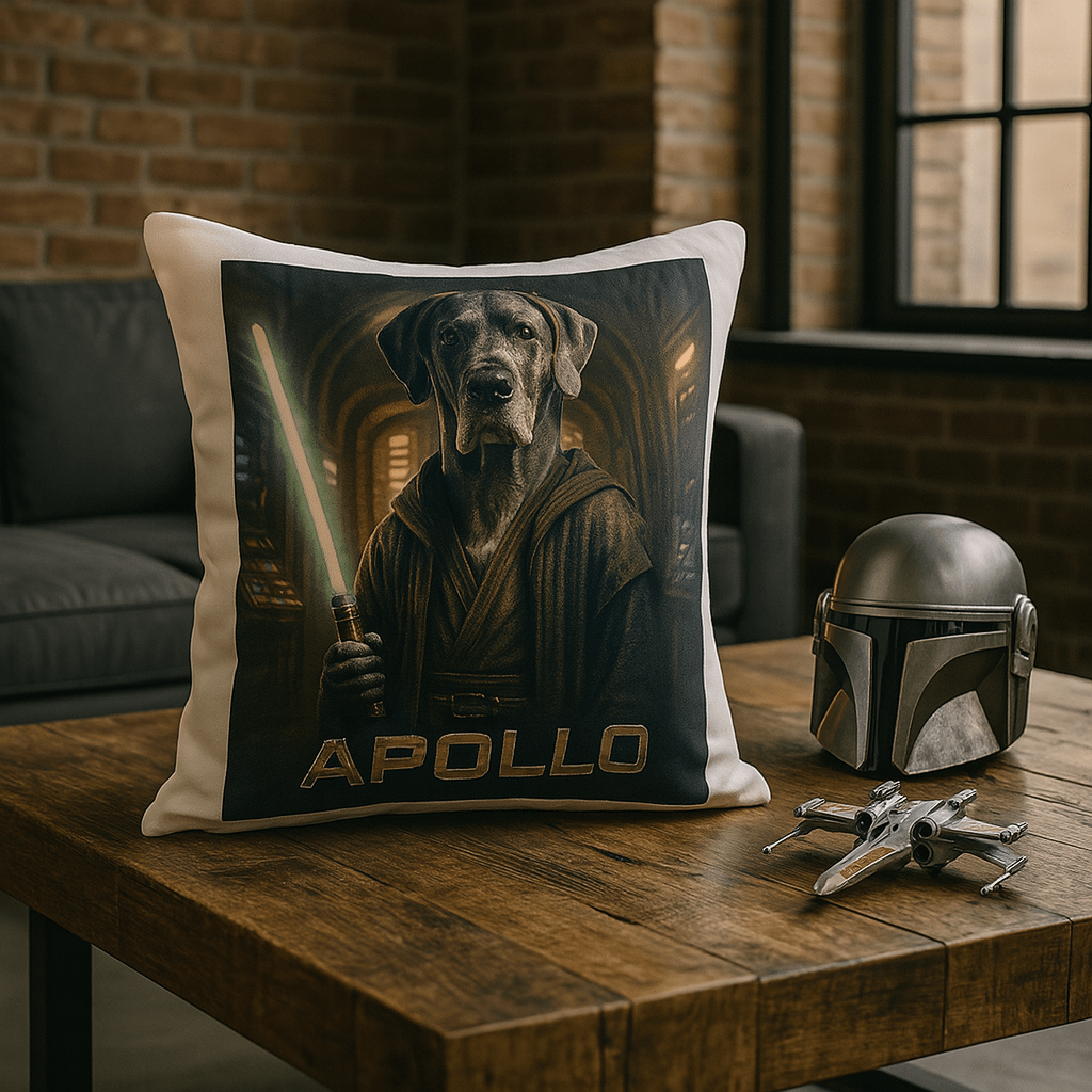 Jedi Custom Pet Portrait – Pillow | Dog & Cat Art