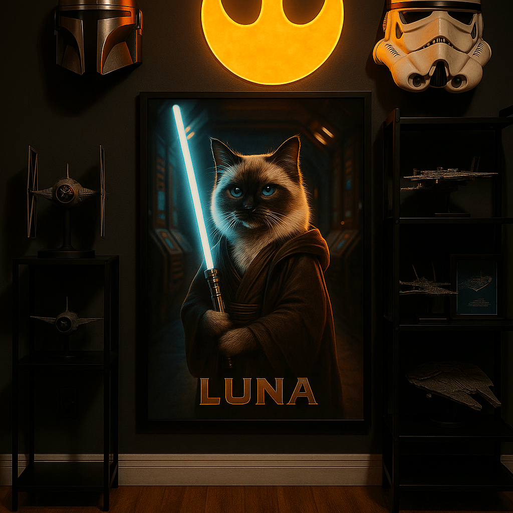Jedi Custom Pet Portrait – Framed Poster | Dog & Cat Art