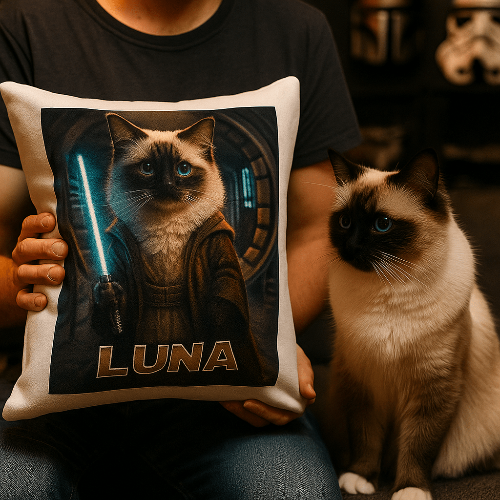 Jedi Custom Pet Portrait – Pillow | Dog & Cat Art