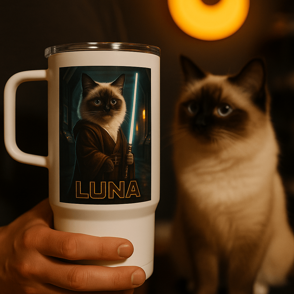 Jedi Custom Pet Portrait – Travel Mug | Dog & Cat Art