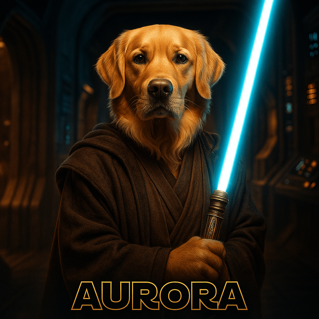 Jedi Custom Pet Portrait – T‑Shirt | Dog & Cat Art