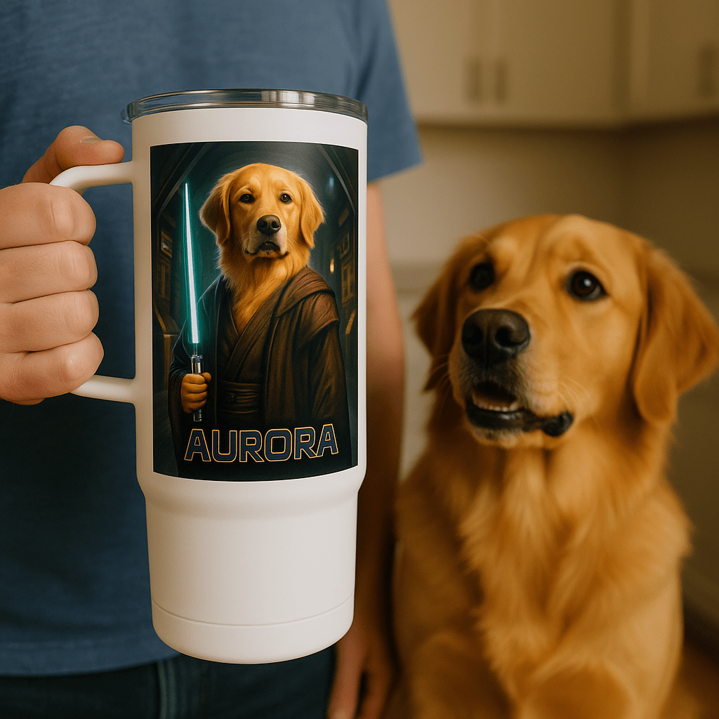 Jedi Custom Pet Portrait – Travel Mug | Dog & Cat Art