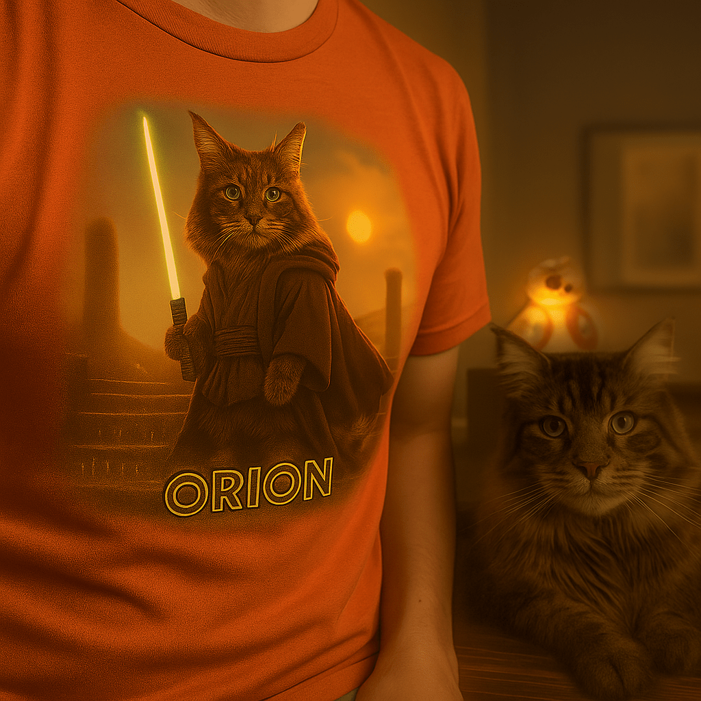 Jedi Custom Pet Portrait – T‑Shirt | Dog & Cat Art