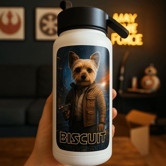 Jedi Custom Pet Portrait – Water Bottle | Dog & Cat Art