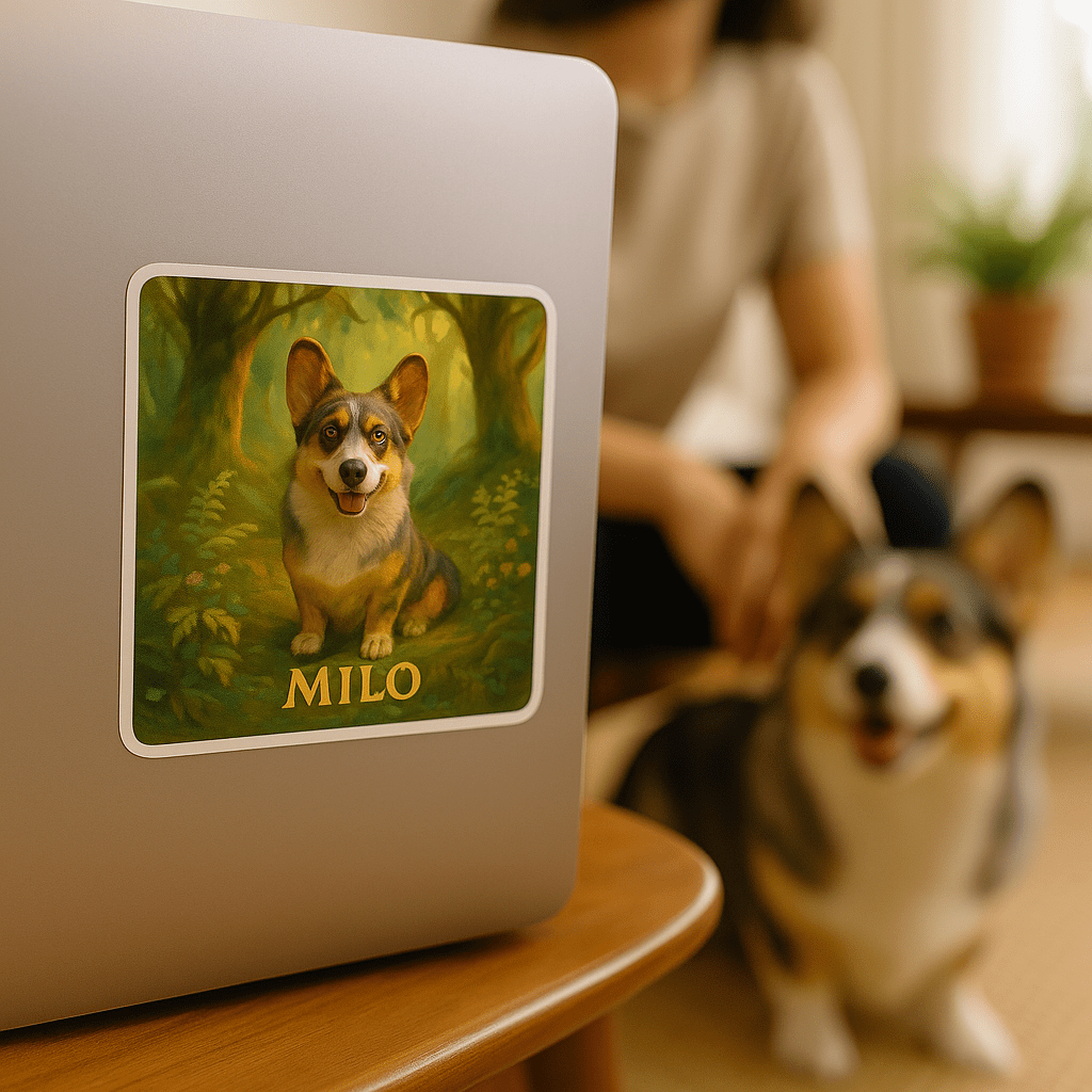 Ghibli‑Style Custom Pet Portrait – Sticker | Dog & Cat Art