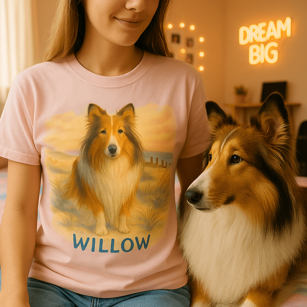 Ghibli‑Style Custom Pet Portrait – T‑Shirt | Dog & Cat Art
