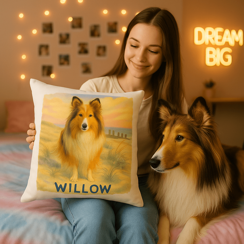 Ghibli‑Style Custom Pet Portrait – Pillow | Dog & Cat Art