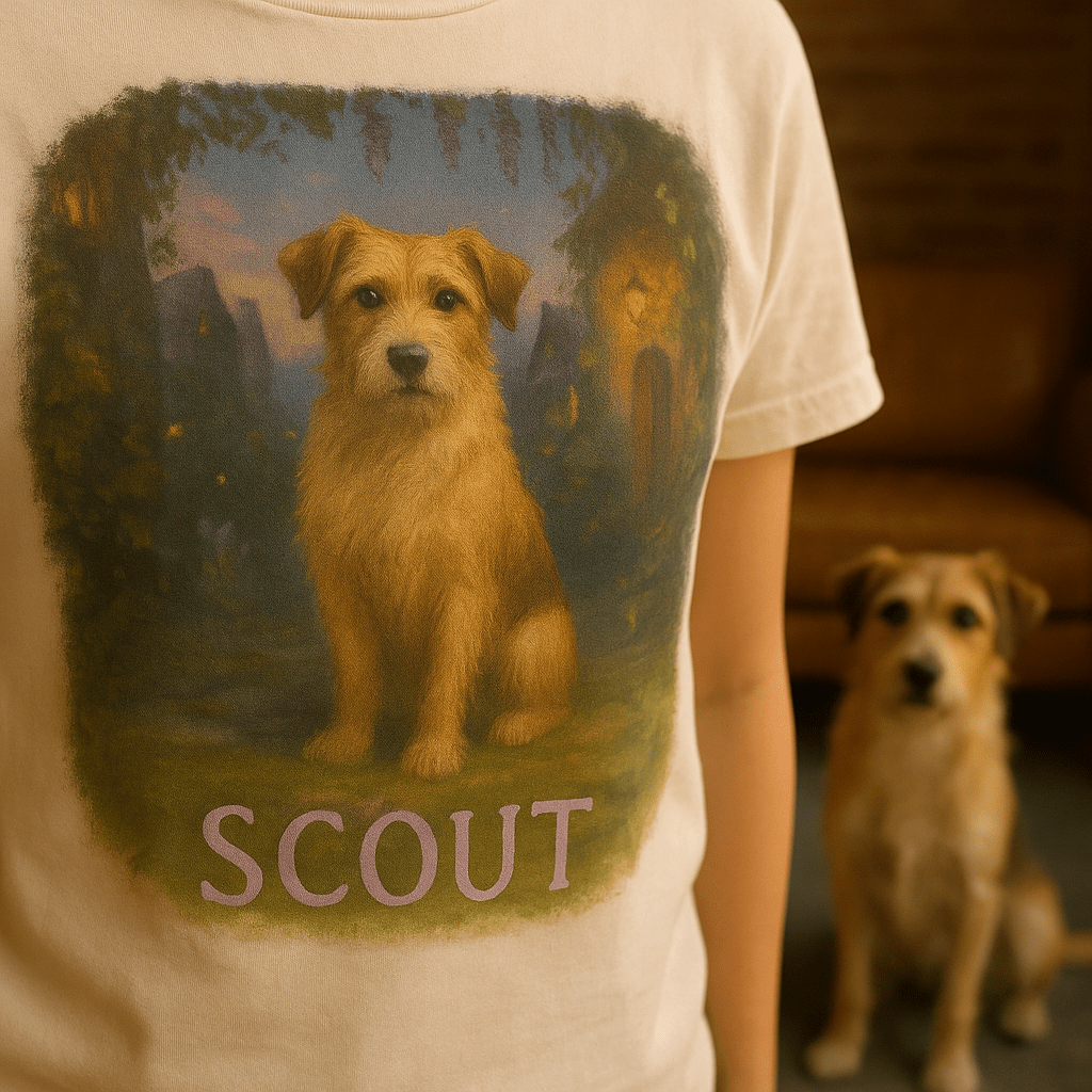 Ghibli‑Style Custom Pet Portrait – T‑Shirt | Dog & Cat Art