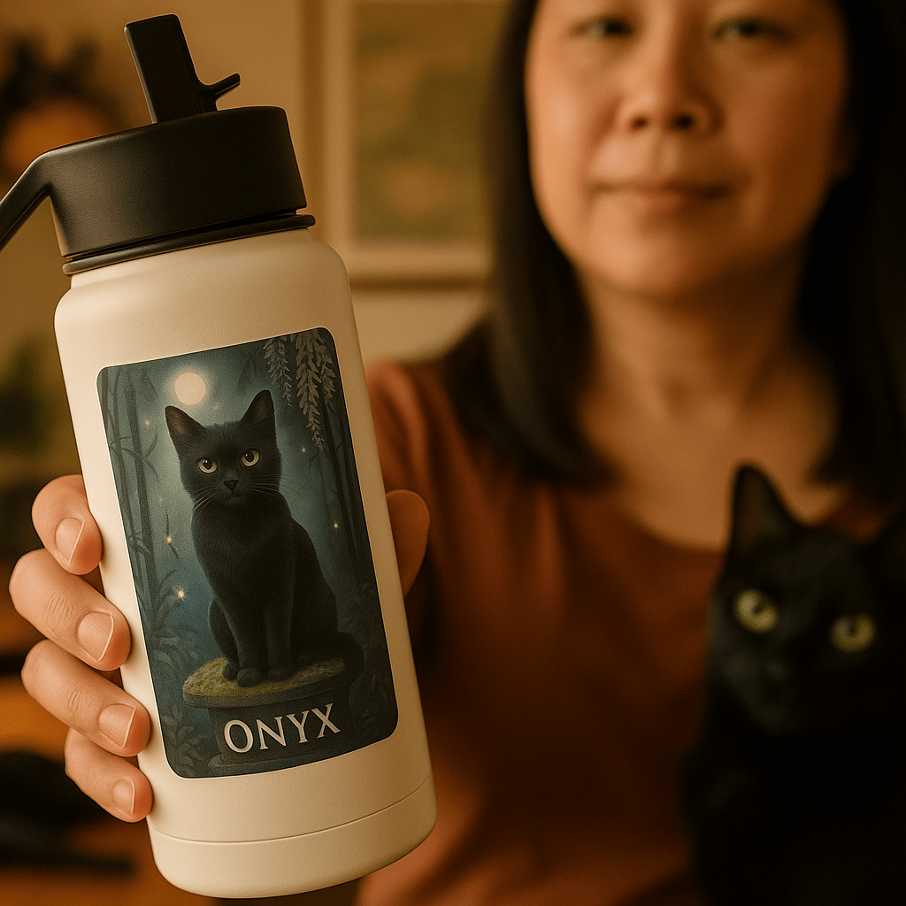 Ghibli‑Style Custom Pet Portrait – Water Bottle | Dog & Cat Art