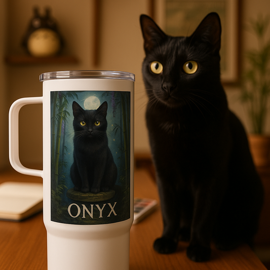 Ghibli‑Style Custom Pet Portrait – Travel Mug | Dog & Cat Art