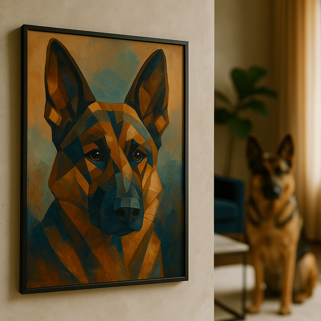 Cubist Custom Pet Portrait – Framed Poster | Dog & Cat Art