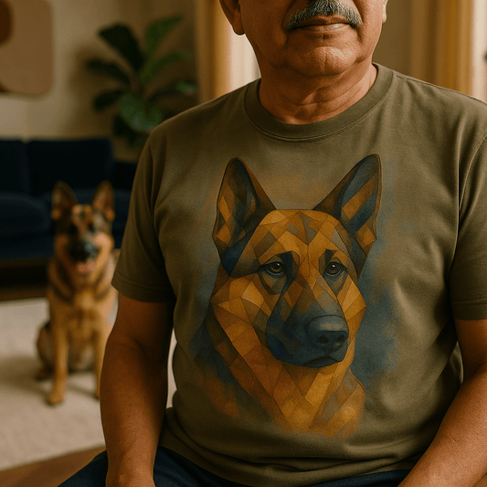 Cubist Custom Pet Portrait – T‑Shirt | Dog & Cat Art