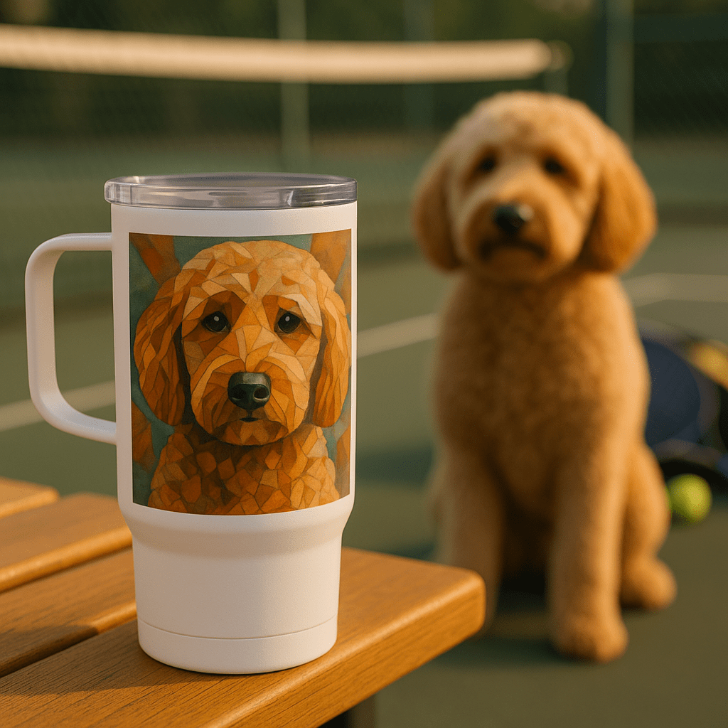 Cubist Custom Pet Portrait – Travel Mug | Dog & Cat Art