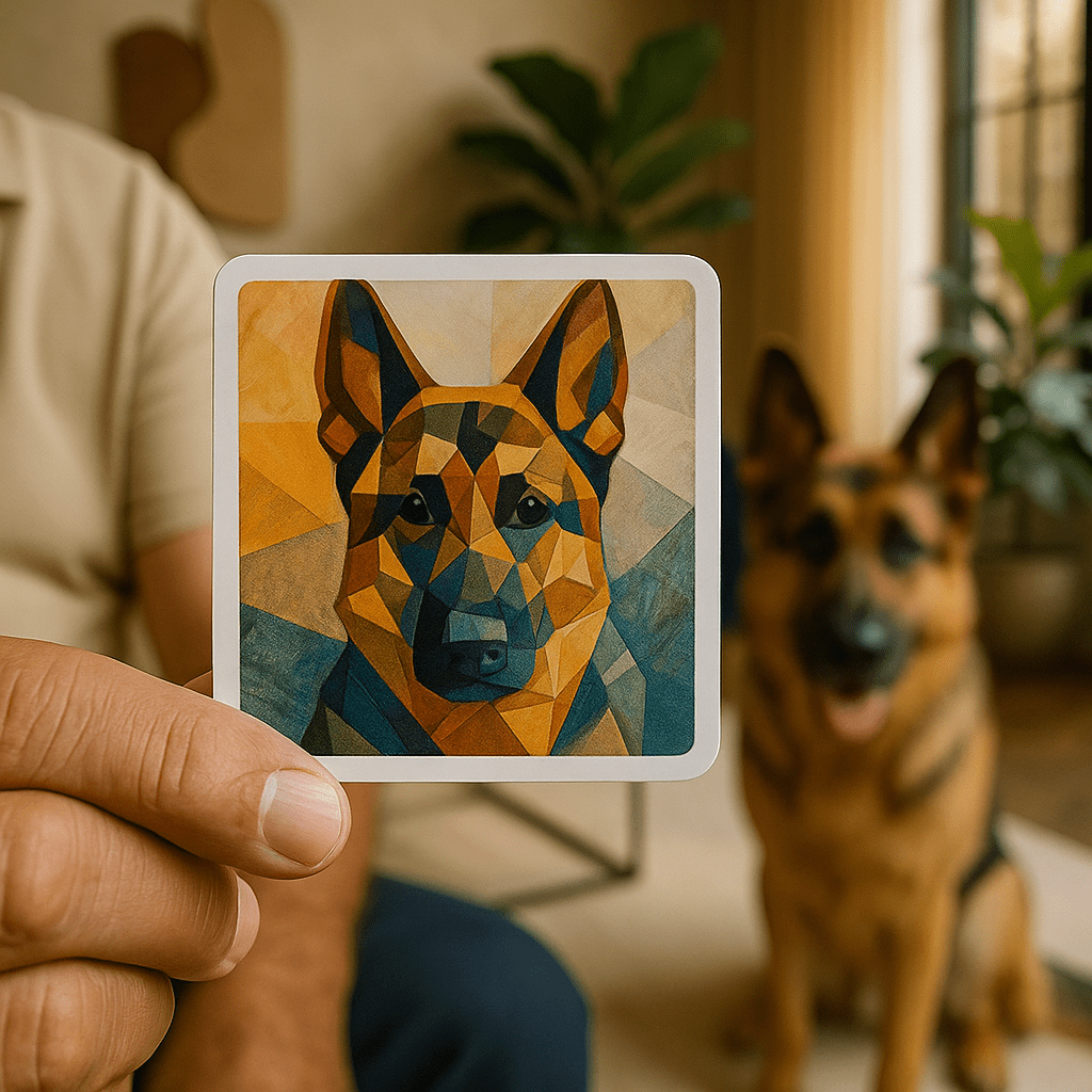 Cubist Custom Pet Portrait – Sticker | Dog & Cat Art