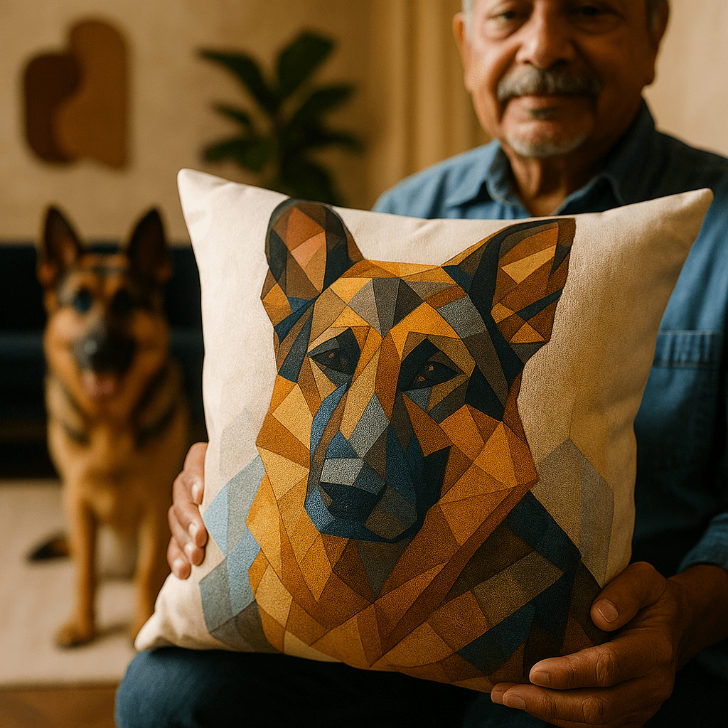 Cubist Custom Pet Portrait – Pillow | Dog & Cat Art