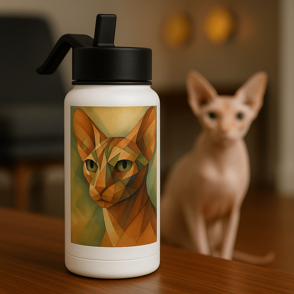 Cubist Custom Pet Portrait – Water Bottle | Dog & Cat Art