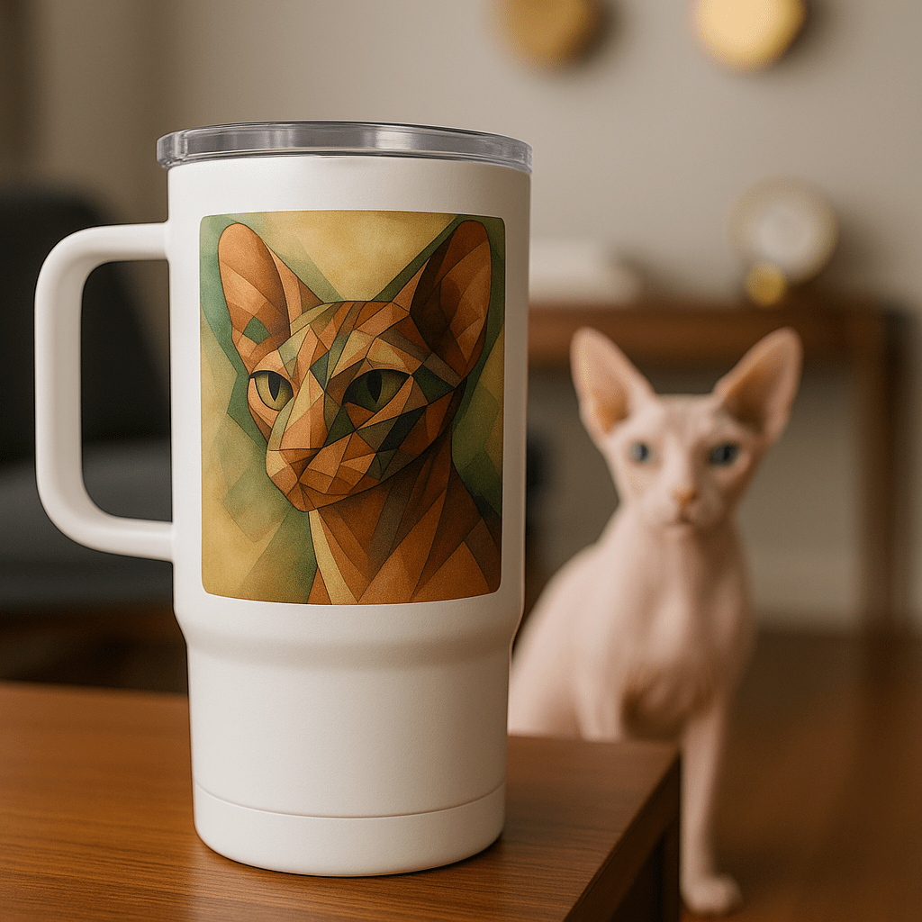 Cubist Custom Pet Portrait – Travel Mug | Dog & Cat Art