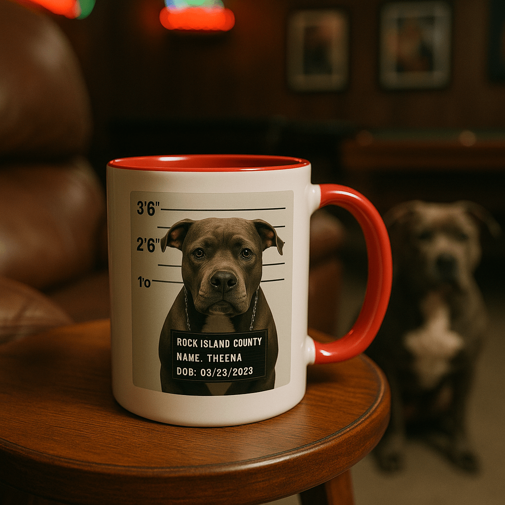 Mug‑Shot Custom Pet Portrait – Mug | Dog & Cat Art