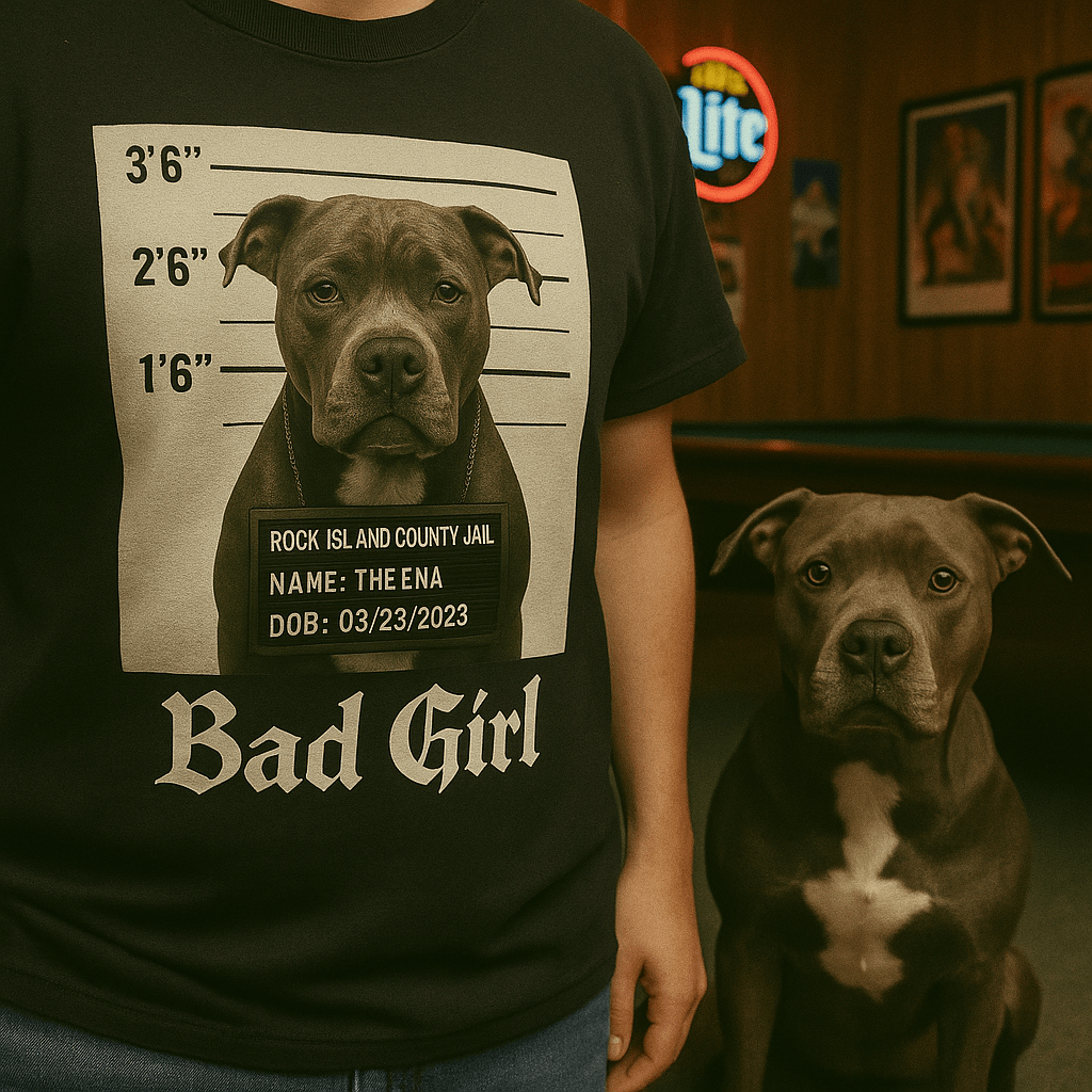 Mug‑Shot Custom Pet Portrait – T‑Shirt | Dog & Cat Art