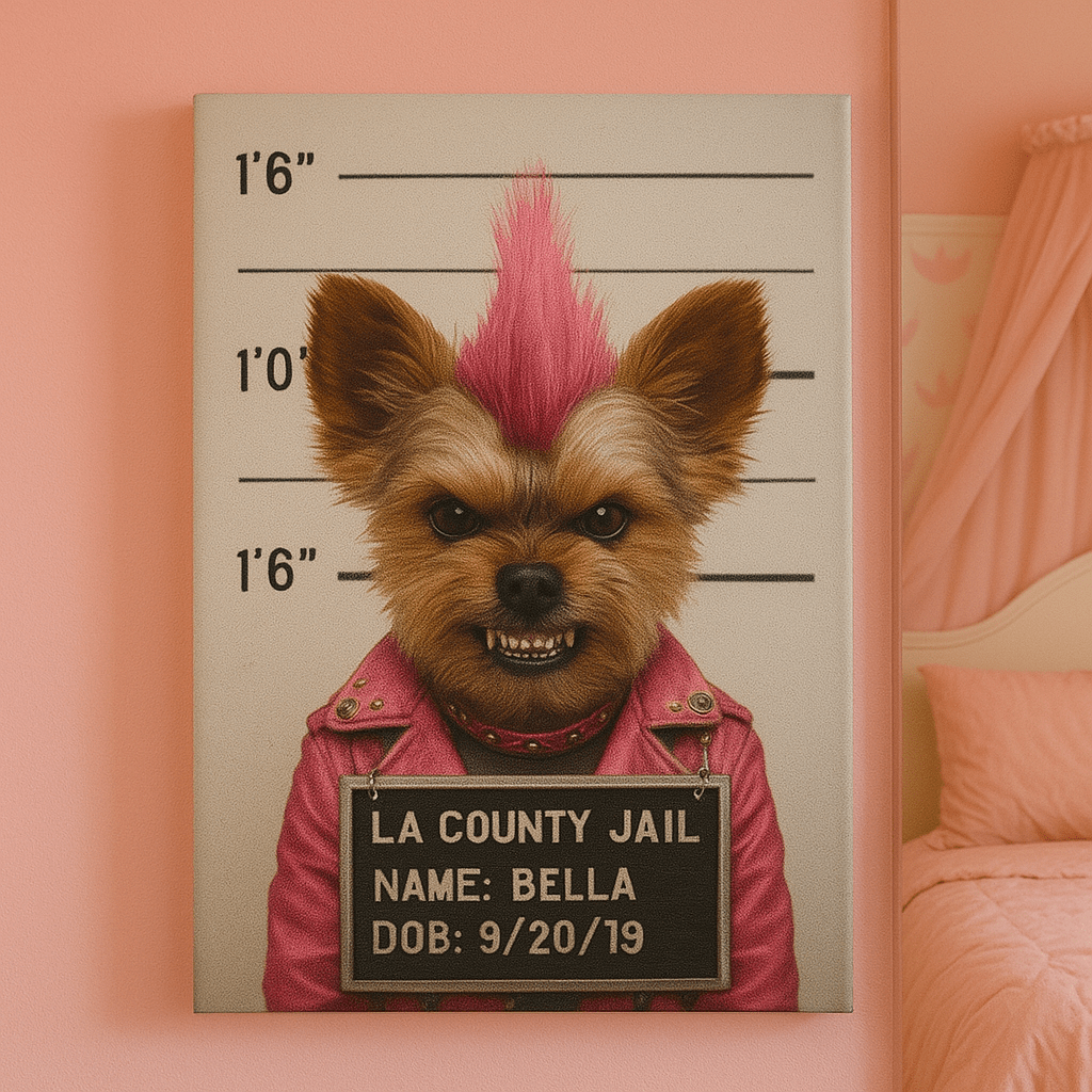 Mug‑Shot Custom Pet Portrait – Canvas | Dog & Cat Art