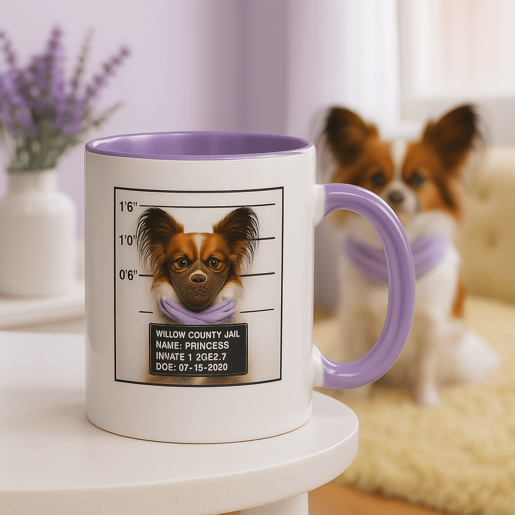 Mug‑Shot Custom Pet Portrait – Mug | Dog & Cat Art