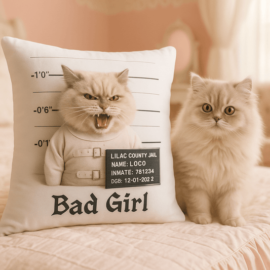 Mug‑Shot Custom Pet Portrait – Pillow | Dog & Cat Art