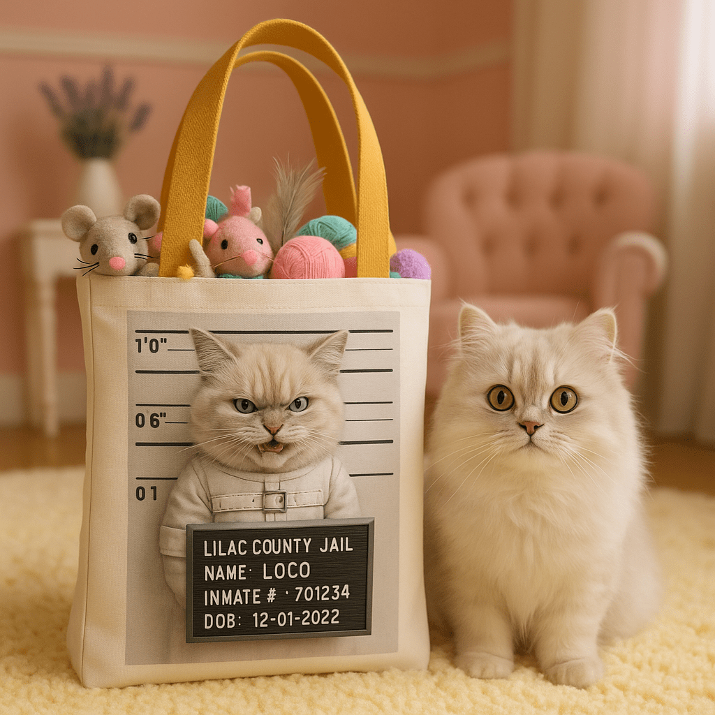Mug‑Shot Custom Pet Portrait – Tote Bag | Dog & Cat Art
